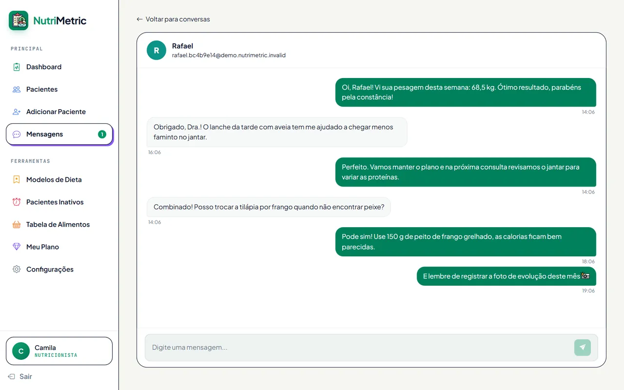Tela: Conversa direta com o paciente